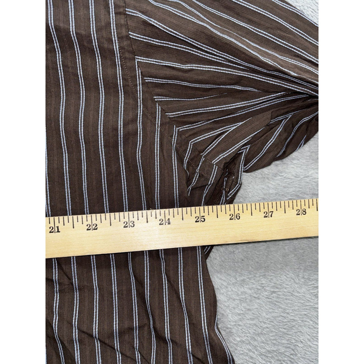 Billy London Men's Brown Stripe Dress Shirt Size XXL, photo 8 of 9