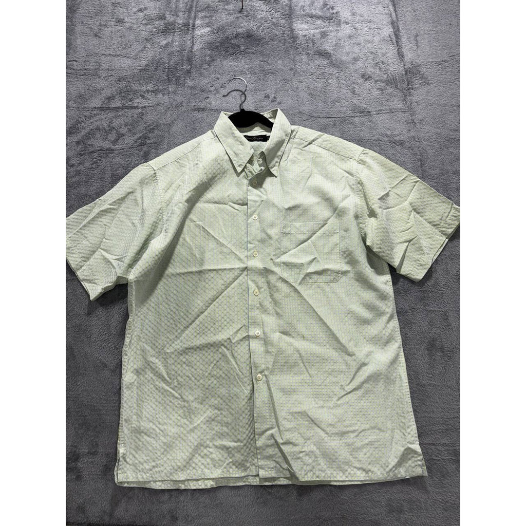 Bugatchi Men's Green Check Short Sleeve Shirt Size L