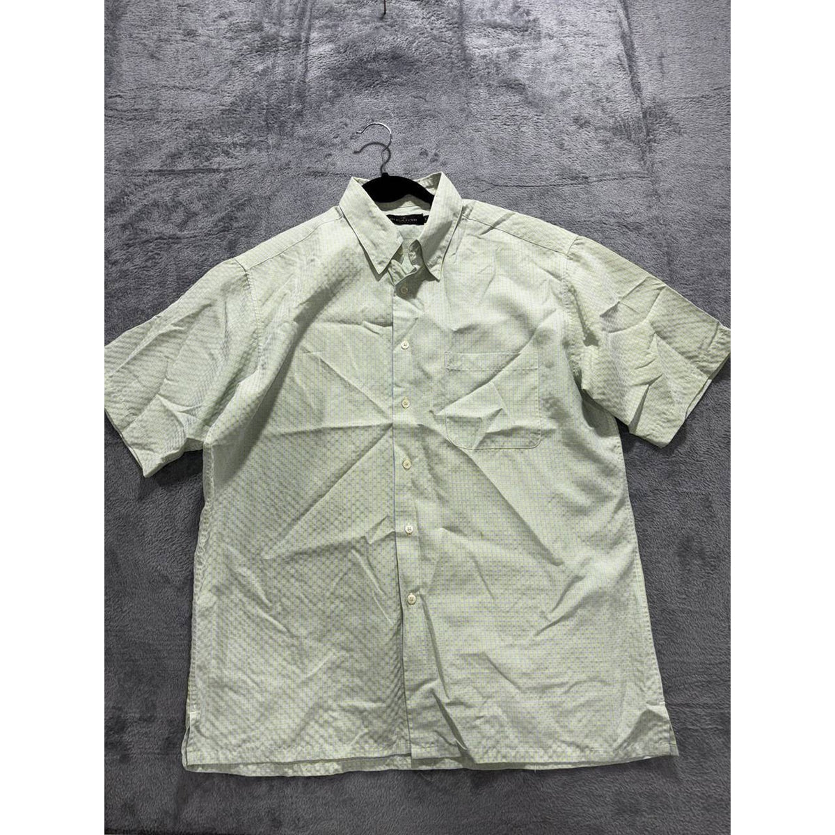 Bugatchi Men's Green Check Short Sleeve Shirt Size L