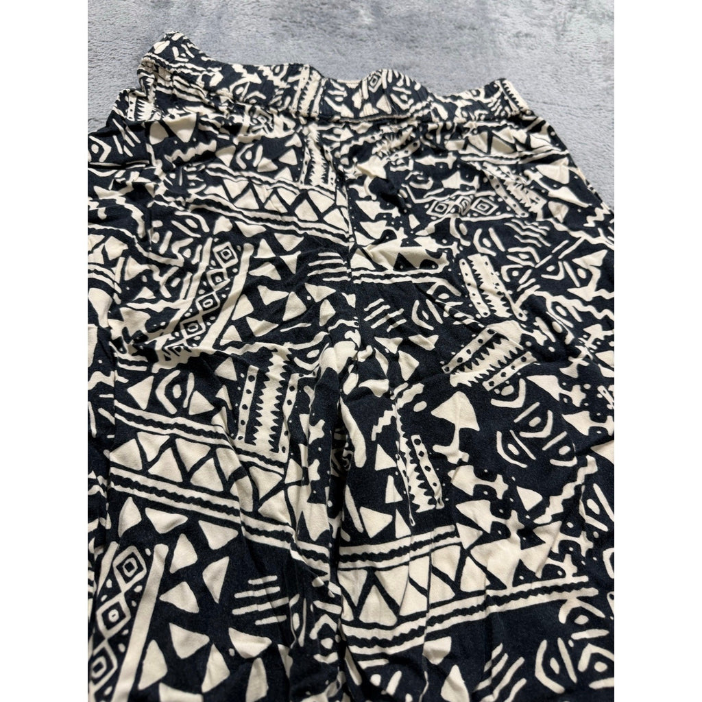 Mossimo Supply Co S/P Womens Black Cream Printed Wide Leg Pants Boho Casual