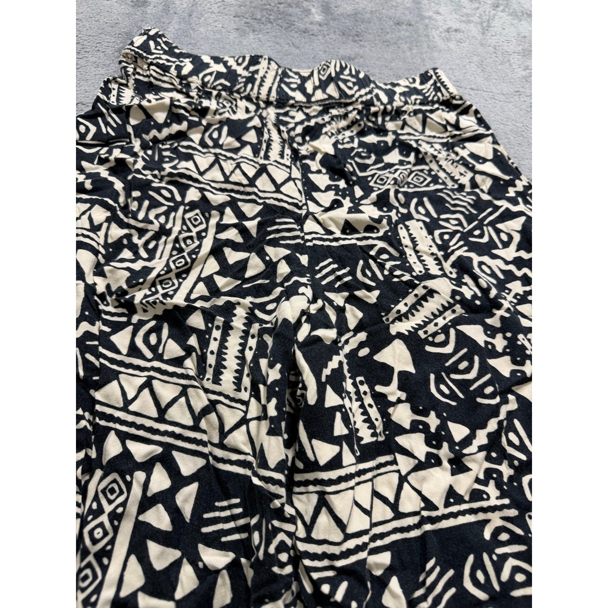 Mossimo Supply Co S/P Womens Black Cream Printed Wide Leg Pants Boho Casual