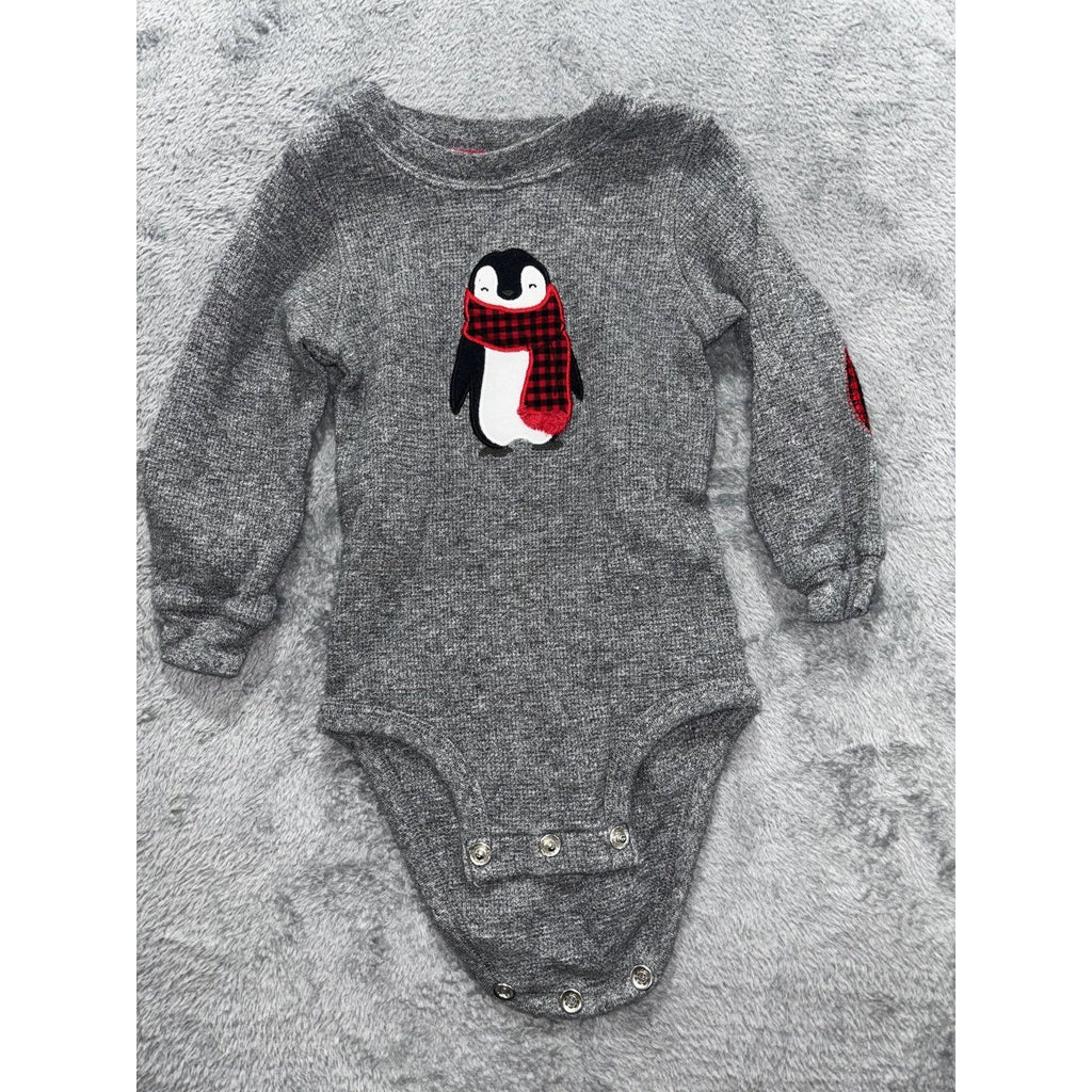 Carter's Baby Boy 12M 8 Piece Bundle Penguin Bodysuits Hoodie Pants Red Gray