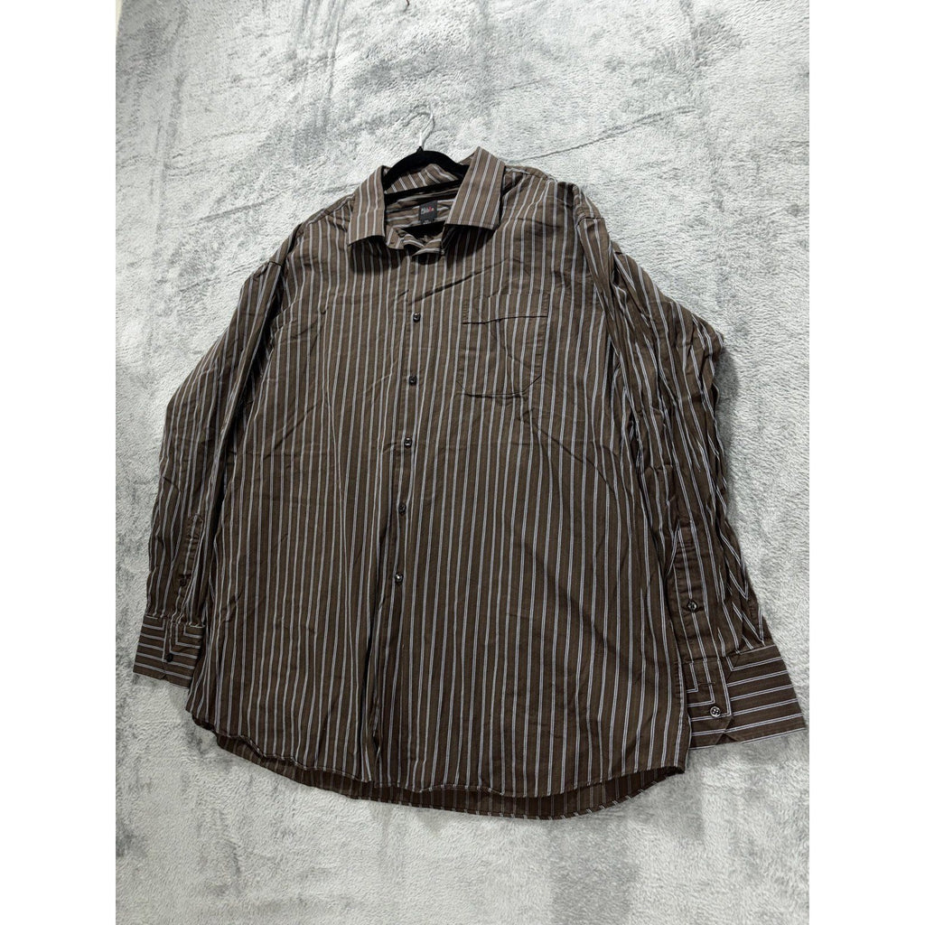 Billy London Men's Brown Stripe Dress Shirt Size XXL, photo 2 of 9