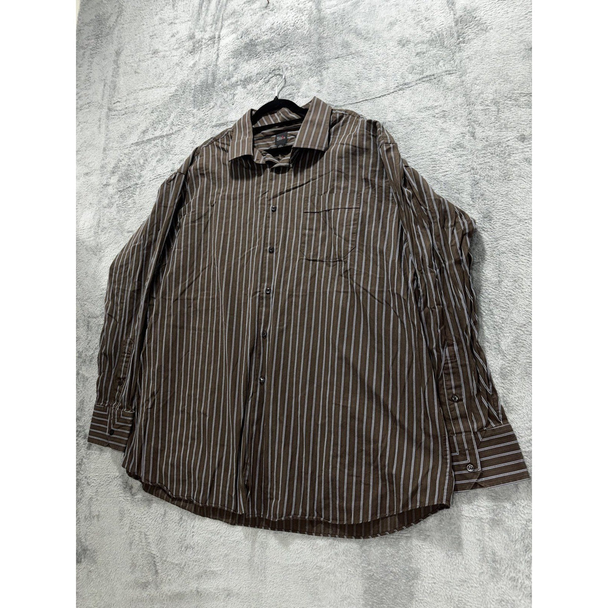 Billy London Men's Brown Stripe Dress Shirt Size XXL, photo 2 of 9