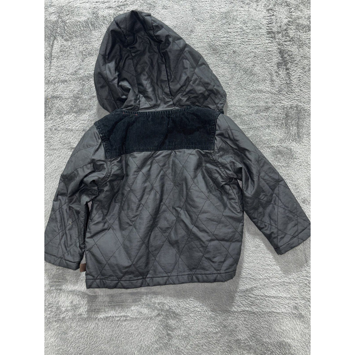 Carter's Baby 24M Hooded Jacket Coat Black Gingham Lined Snap Front