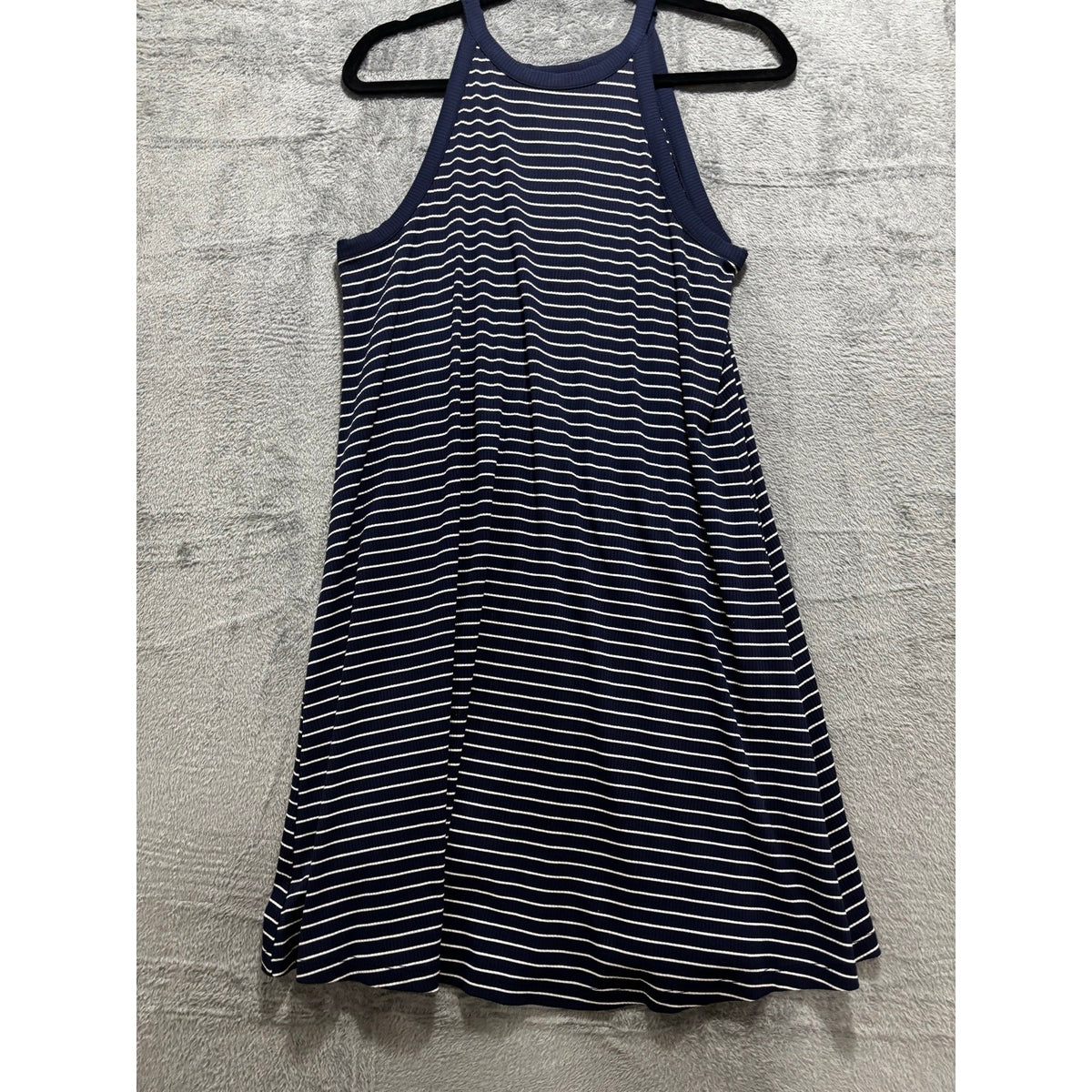 Old Navy M Womens Navy Blue White Striped Halter Dress Athleisure Preppy Mini