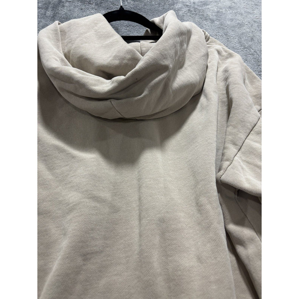 Lane Seven Womens L Stone Beige Embroidered Pullover Hoodie Sweatshirt Casual