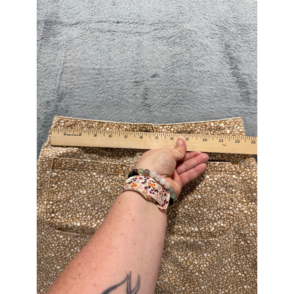 Kimchi Blue 2 Tan White Floral Button Front Mini Skirt Womens Boho Vintage