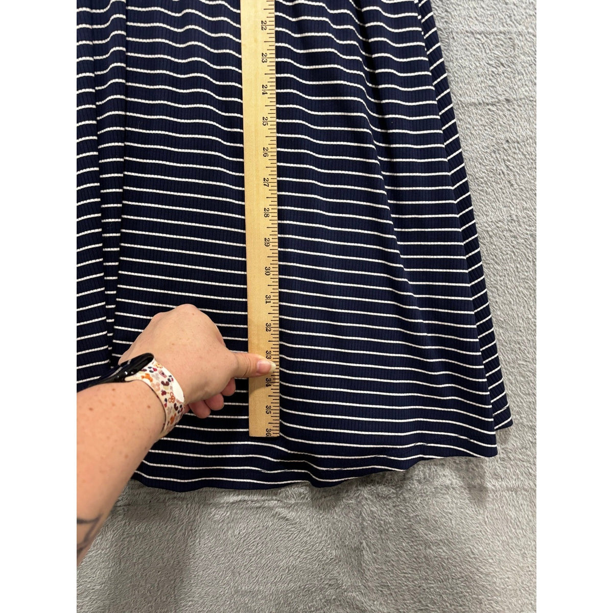 Old Navy M Womens Navy Blue White Striped Halter Dress Athleisure Preppy Mini