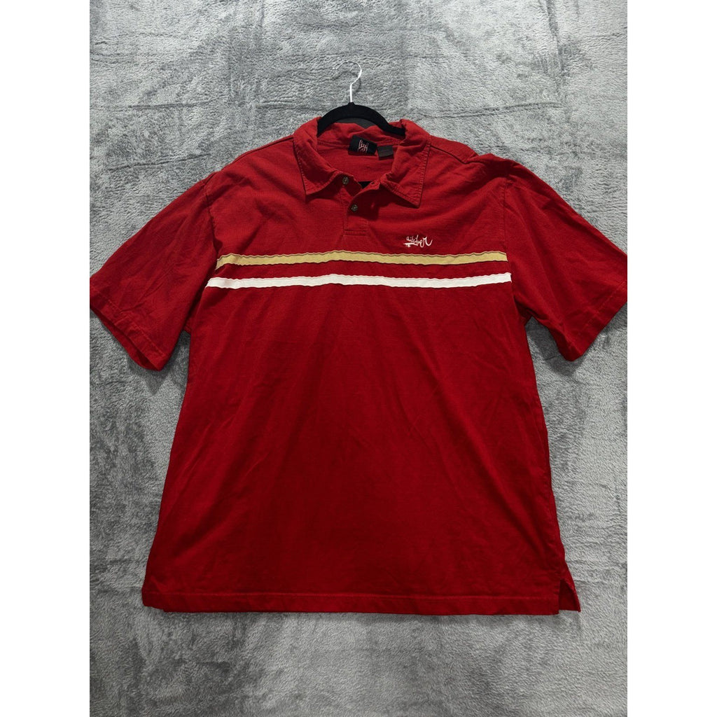 Quiksilver Men's Red Striped Polo Shirt Size XL