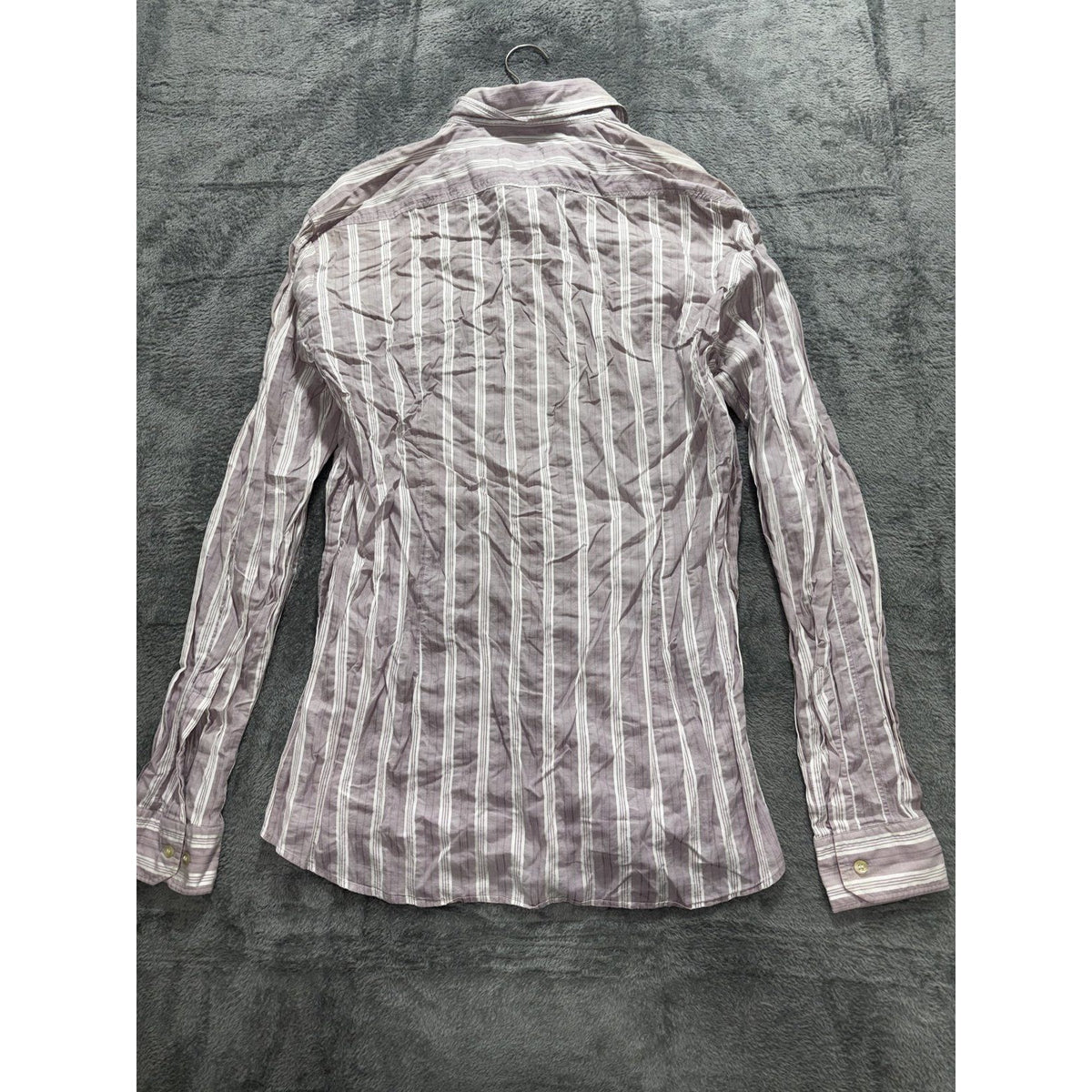 HUGO Hugo Boss Mens XL Mauve Gray Stripe Long Sleeve Button Up Dress Shirt