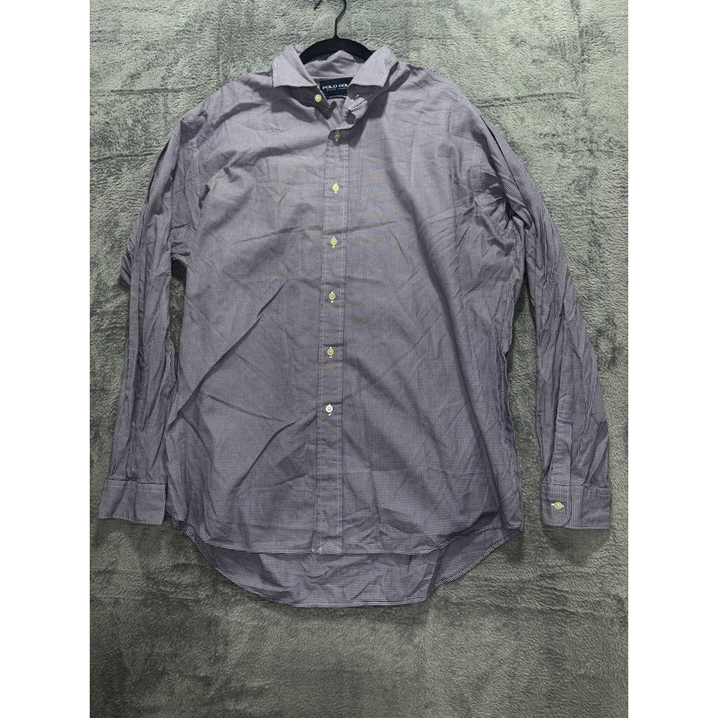 Polo Golf Ralph Lauren Mens L Purple Houndstooth Long Sleeve Button Up Shirt