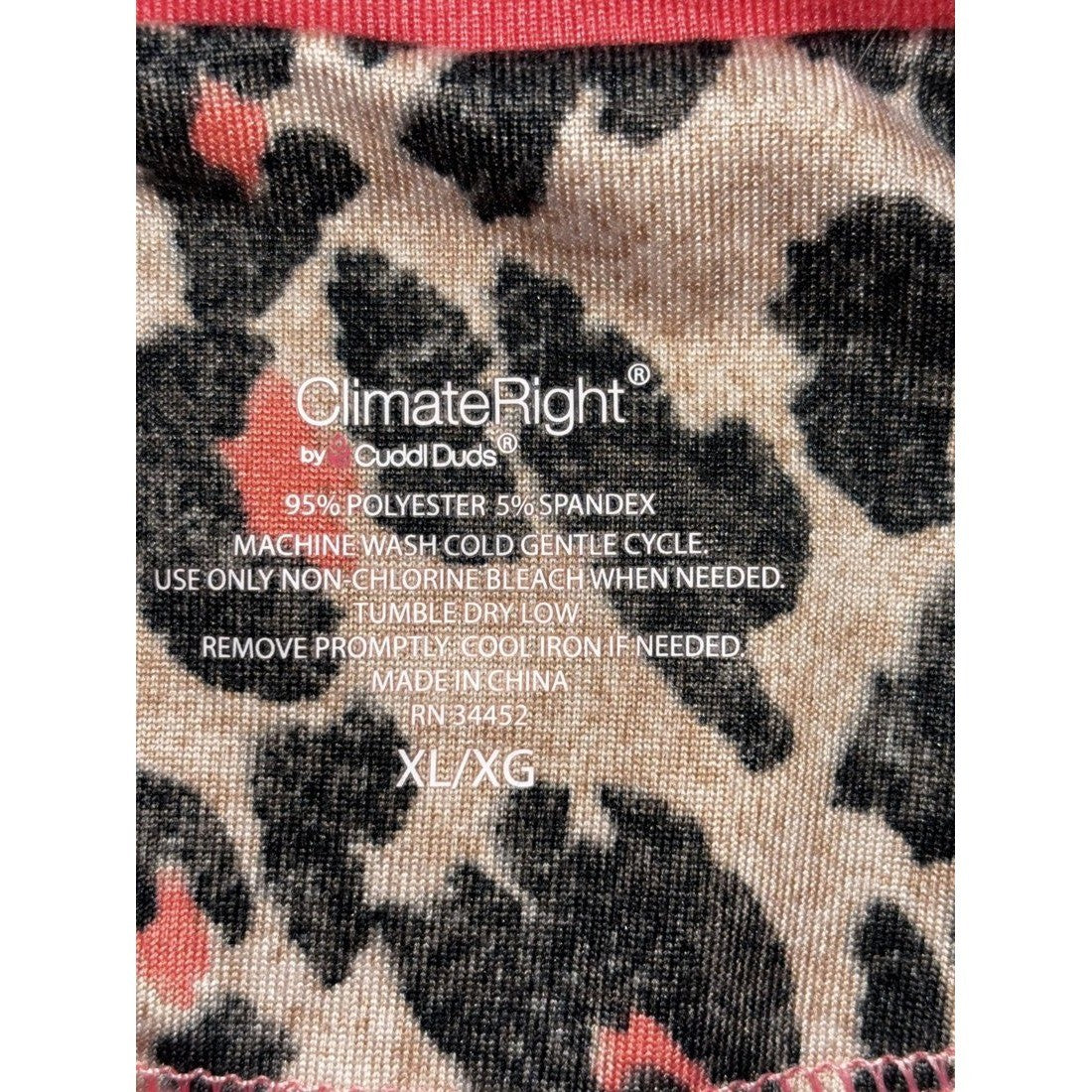 Cuddl Duds Women's Coral Leopard Lounge Set Size XL, photo 4 of 14