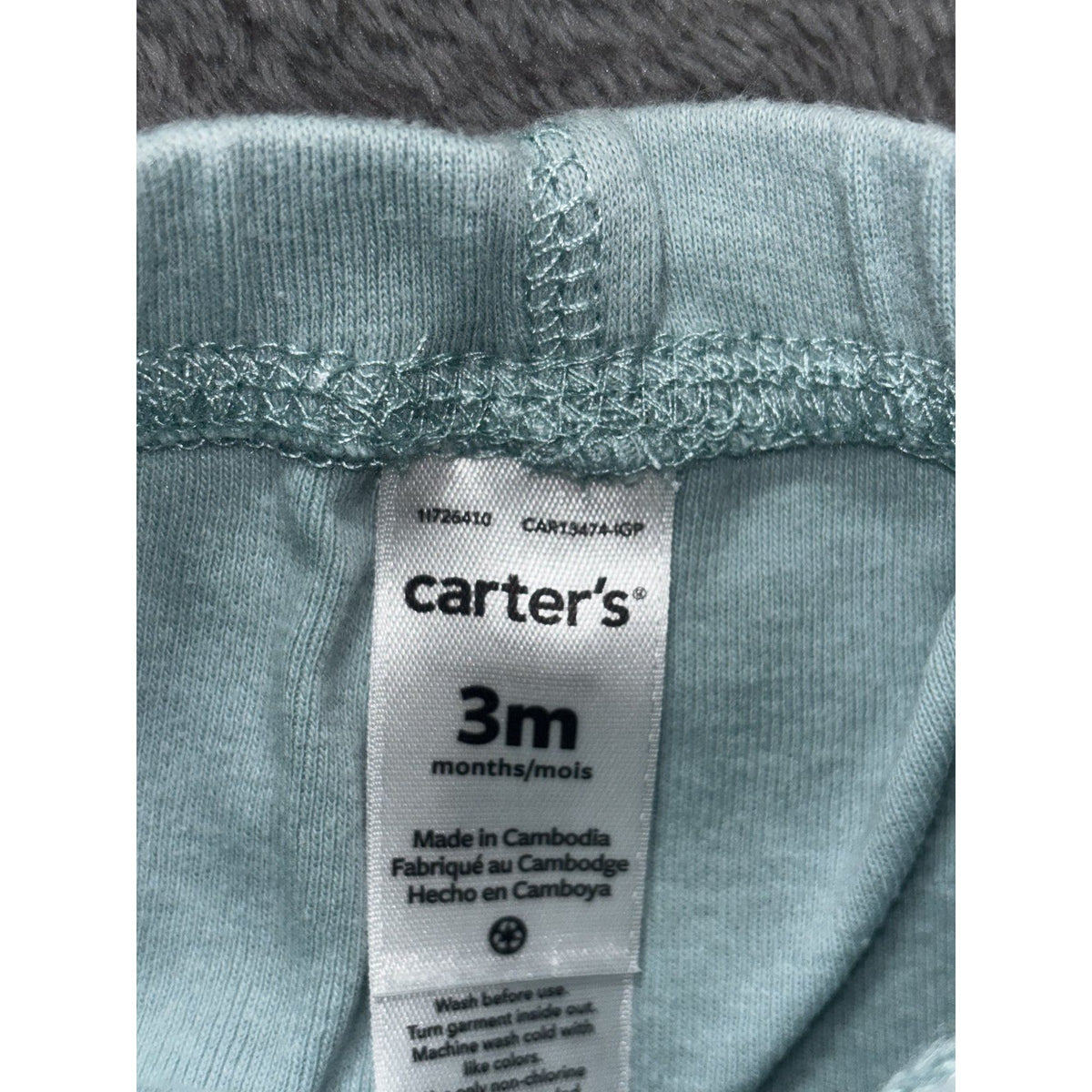 Carter's Baby Boy 3M 6 Piece Bundle Hoodie Sleeper Bodysuits Pants Blue Gray