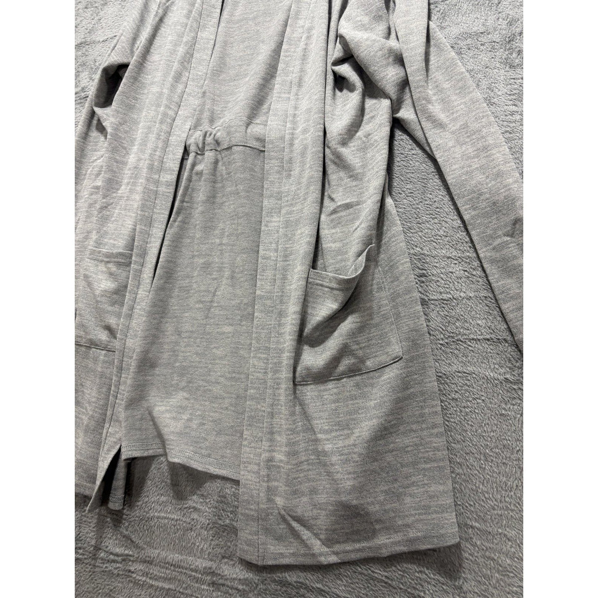 NWT Maurices Womens L Heather Gray Open Front Cardigan Drawstring Waist Casual