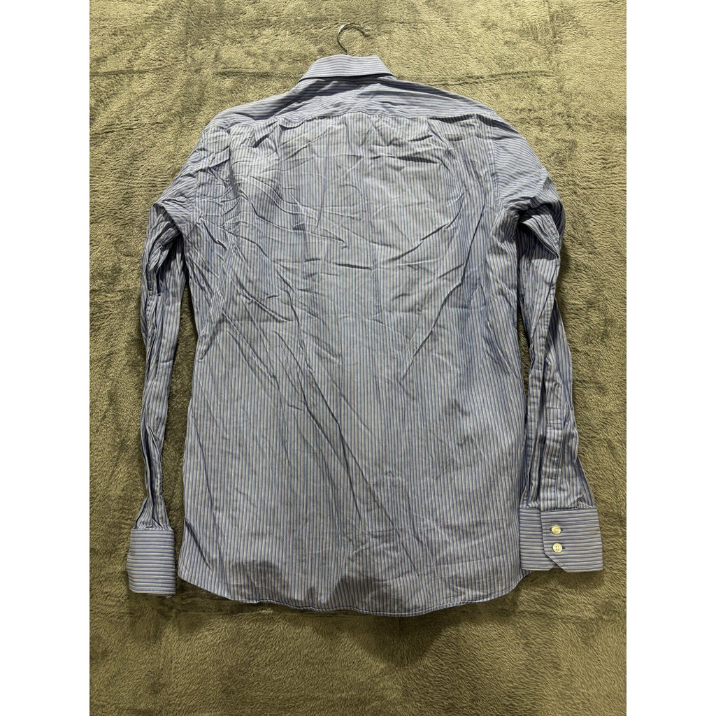 Hugo Boss Mens 15 1/2 34/35 Blue Stripe Long Sleeve Button Up Dress Shirt