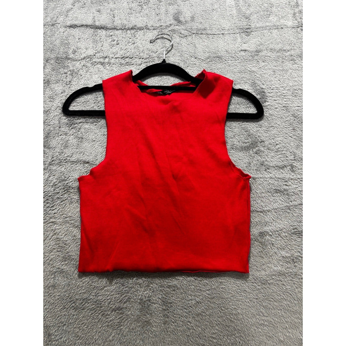 Zara Womens S Bundle 3pc Ribbed Tank Crop Top Gray Red