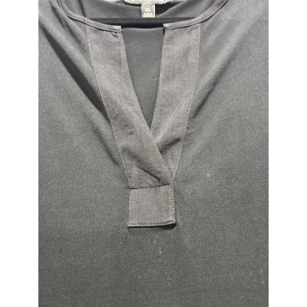 Banana Republic XL Black Womens V-Neck Blouse Long Sleeve Casual Vintage Top