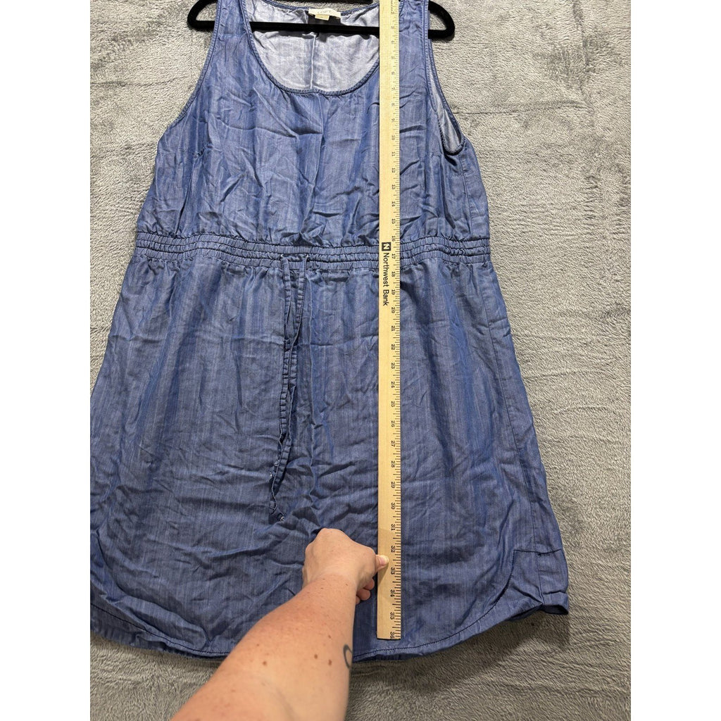 LOFT Womens XL Blue Chambray Sleeveless Drawstring Waist Dress Casual Coastal