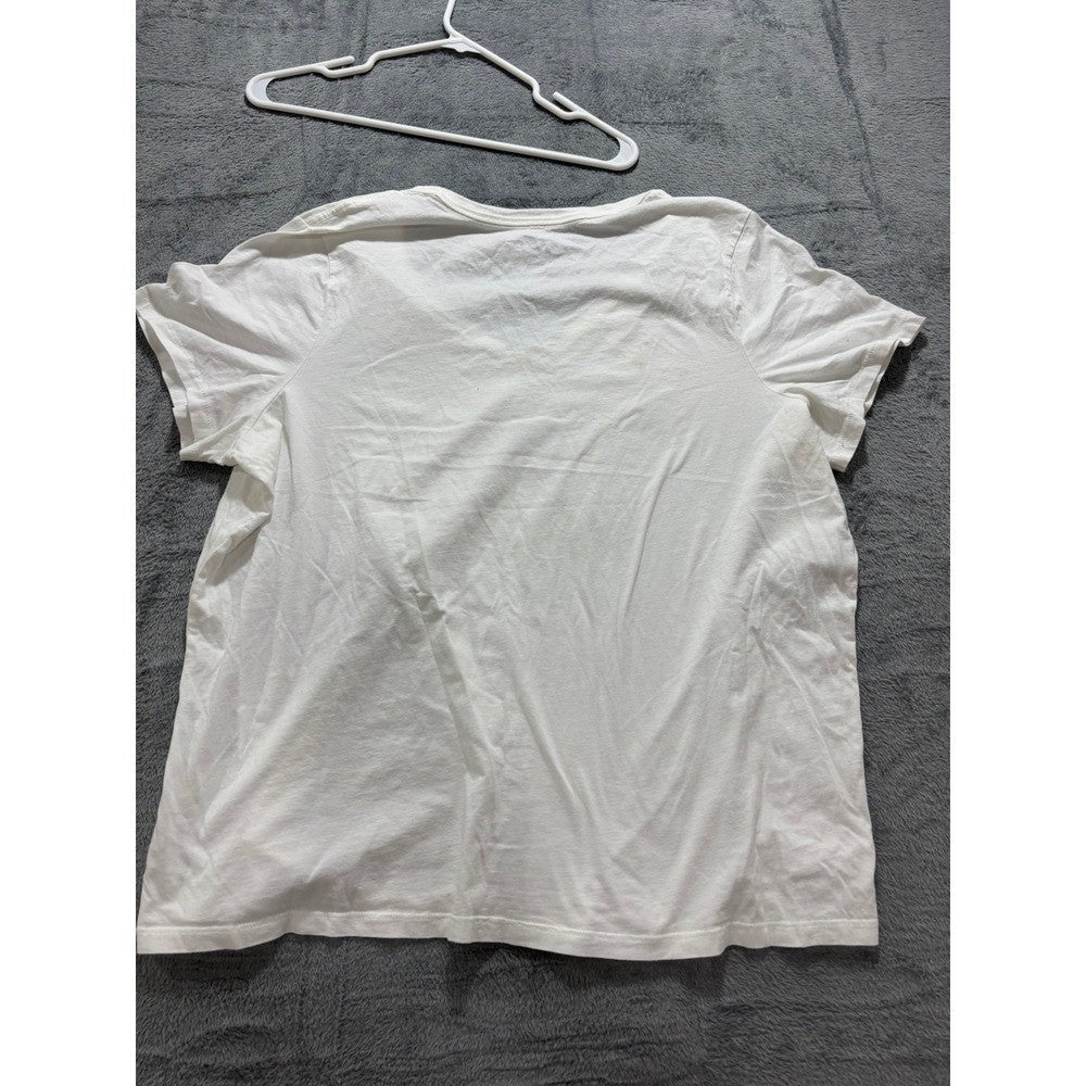 Universal Thread 2X White Womens V-Neck Short Sleeve T-Shirt Casual Minimalist