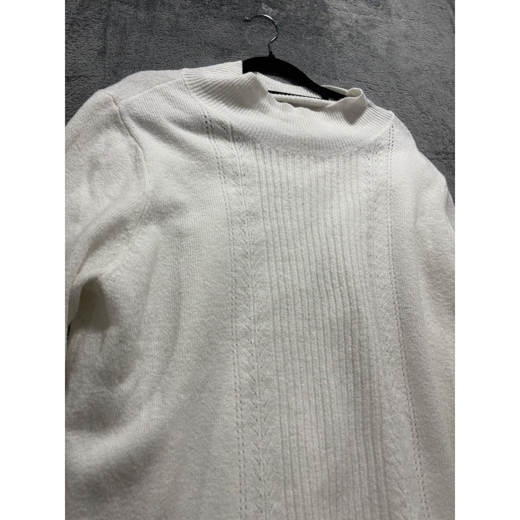 Old Navy Womens XL Ivory Cream Mock Neck Sweater Pointelle Casual Cozy