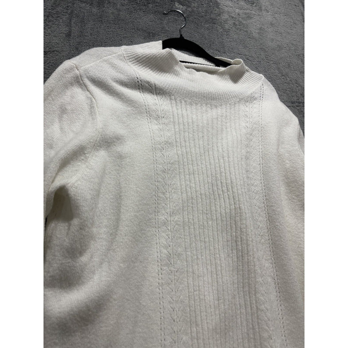 Old Navy Womens XL Ivory Cream Mock Neck Sweater Pointelle Casual Cozy