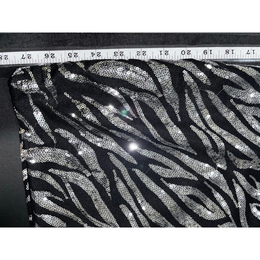 Beyond 0 Black Silver Sequin Zebra One Shoulder Womens Mini Dress Party