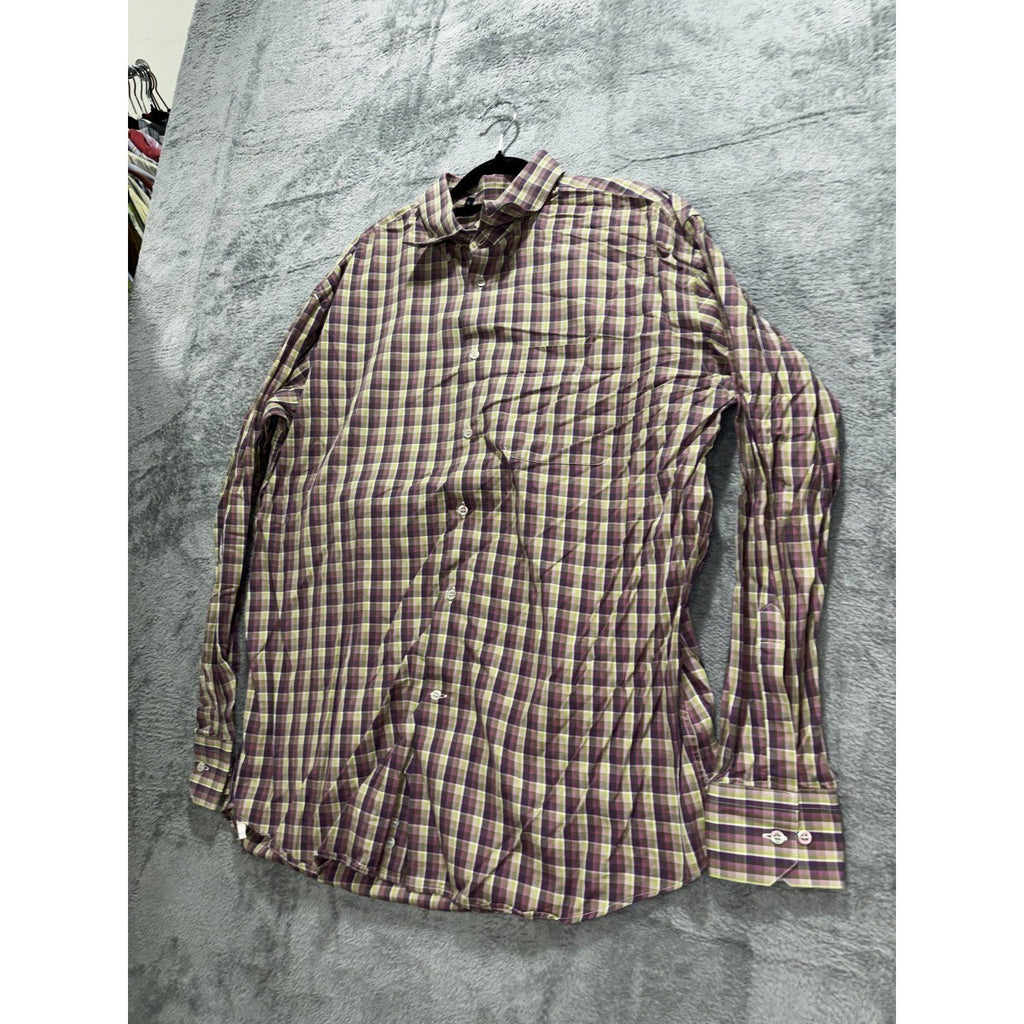 Turrau Men's Purple Green Plaid Shirt Size XL, photo 2 of 10
