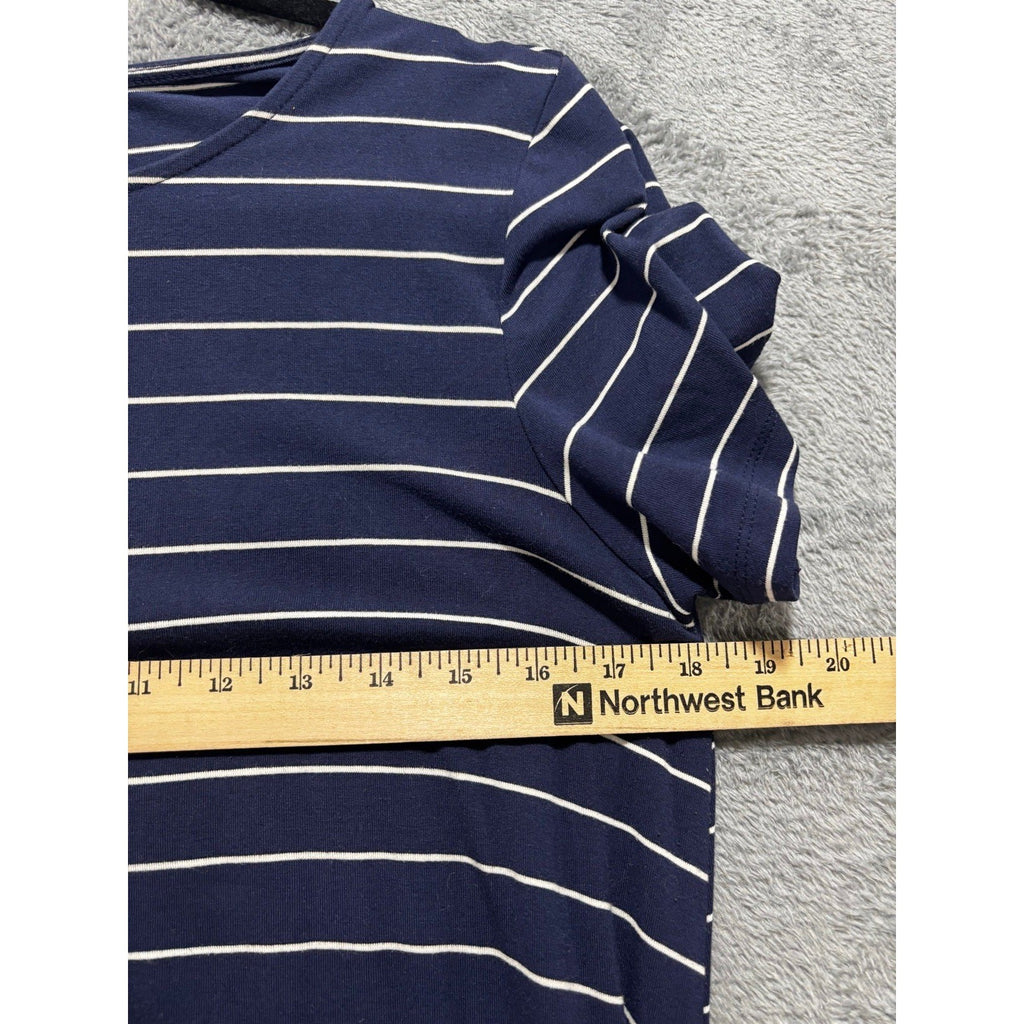 Old Navy M Womens Navy Blue White Striped T-Shirt Dress Casual Coastal Preppy