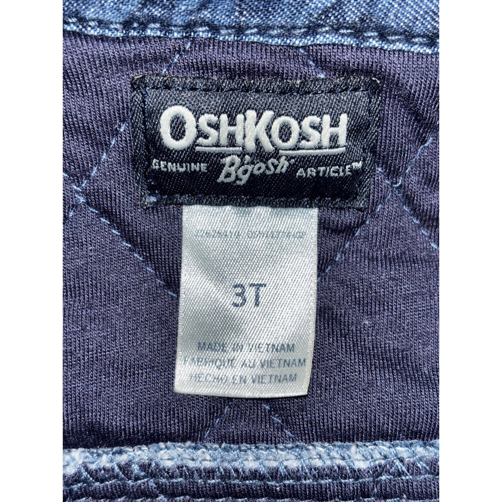 OshKosh B'gosh Toddler Boy 3T Shirt Jacket Blue Denim Quilted Lined Snap