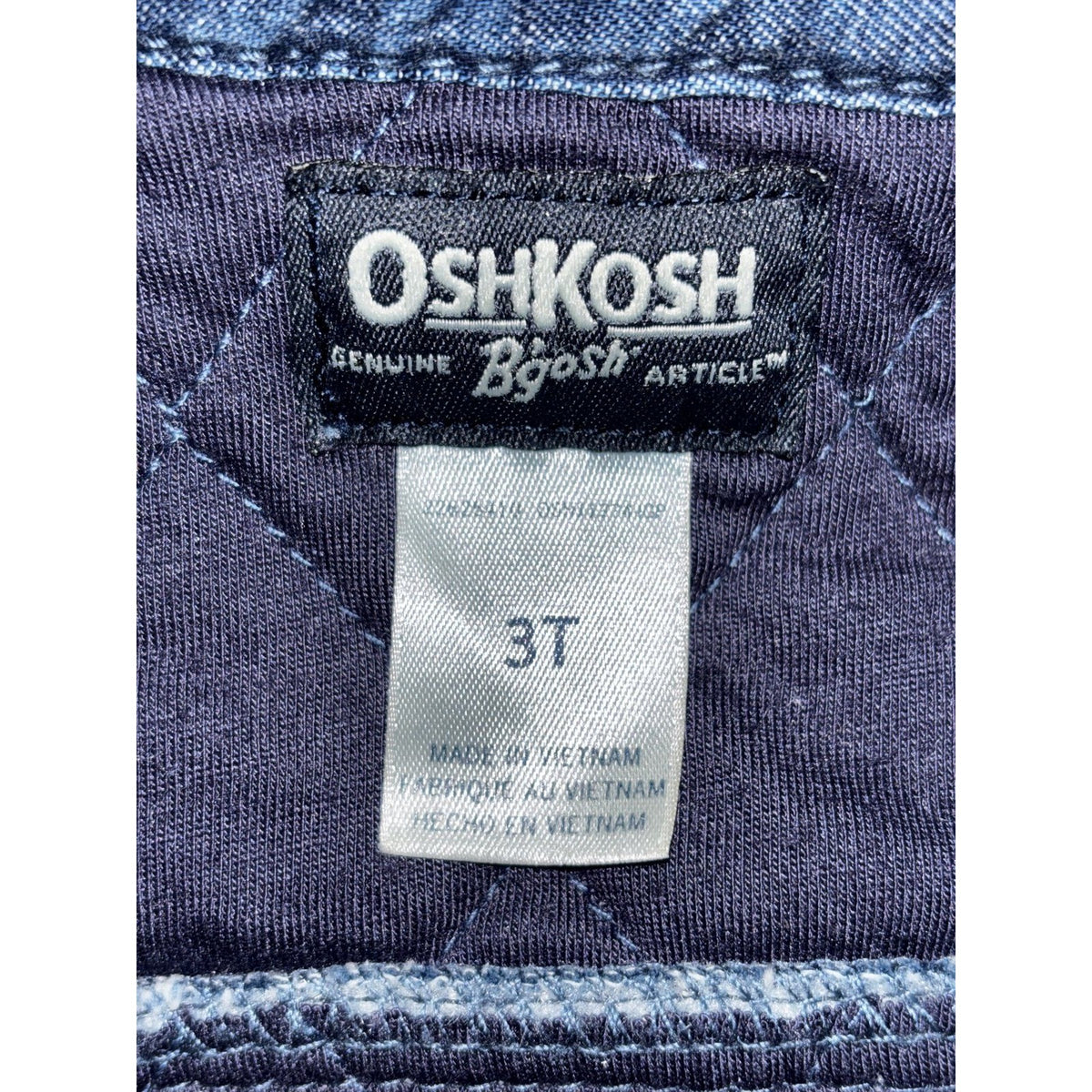 OshKosh B'gosh Toddler Boy 3T Shirt Jacket Blue Denim Quilted Lined Snap