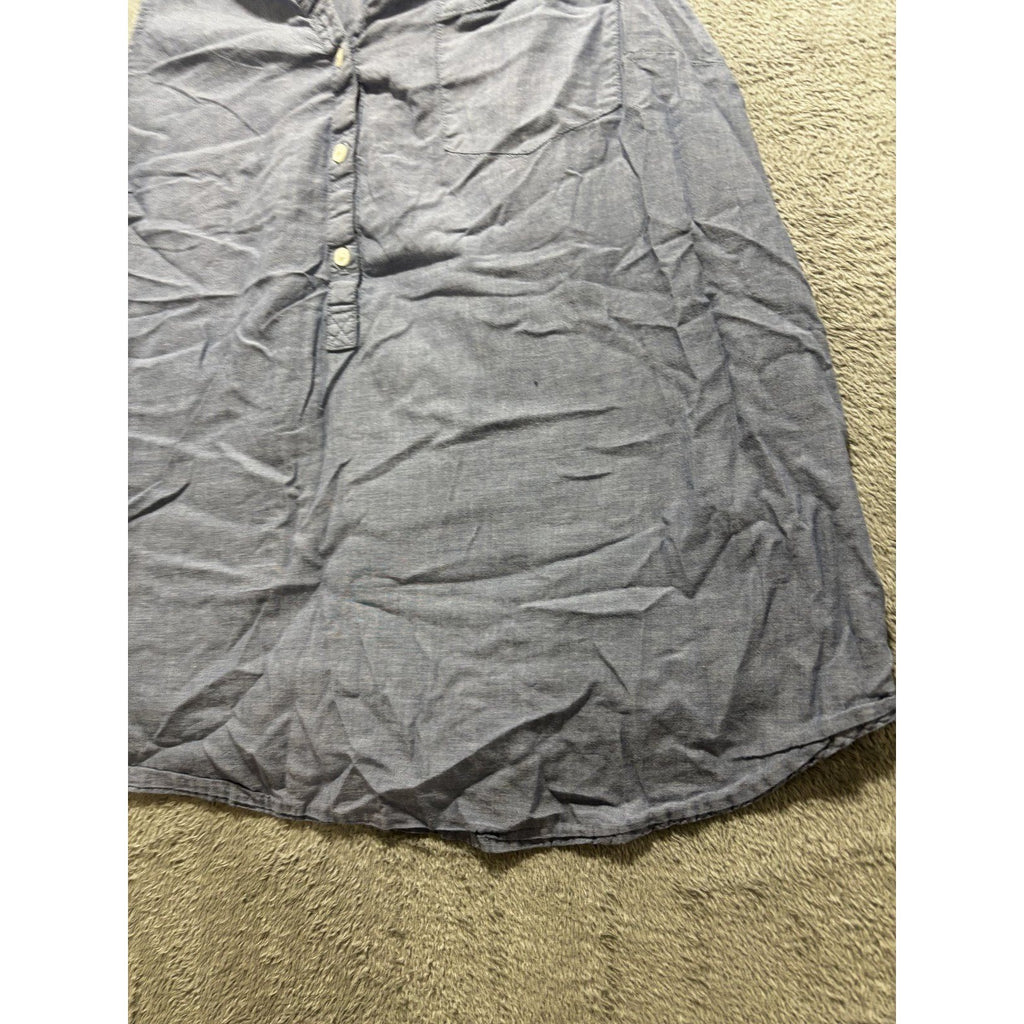 Old Navy Womens XL Light Blue Chambray Sleeveless Popover Top Casual Coastal