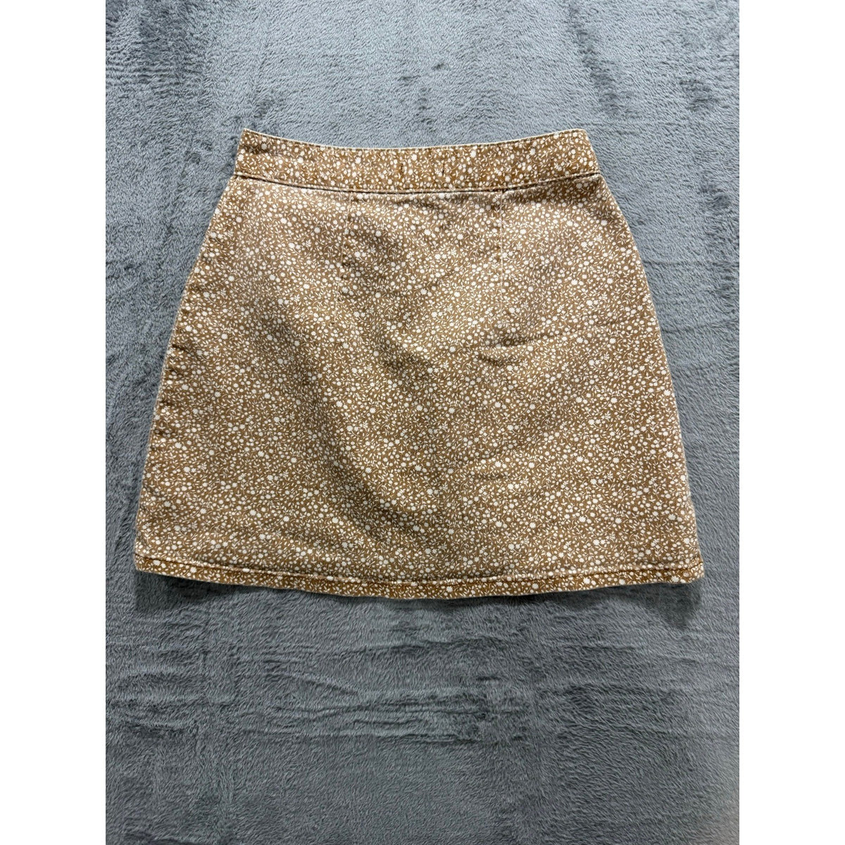 Kimchi Blue 2 Tan White Floral Button Front Mini Skirt Womens Boho Vintage