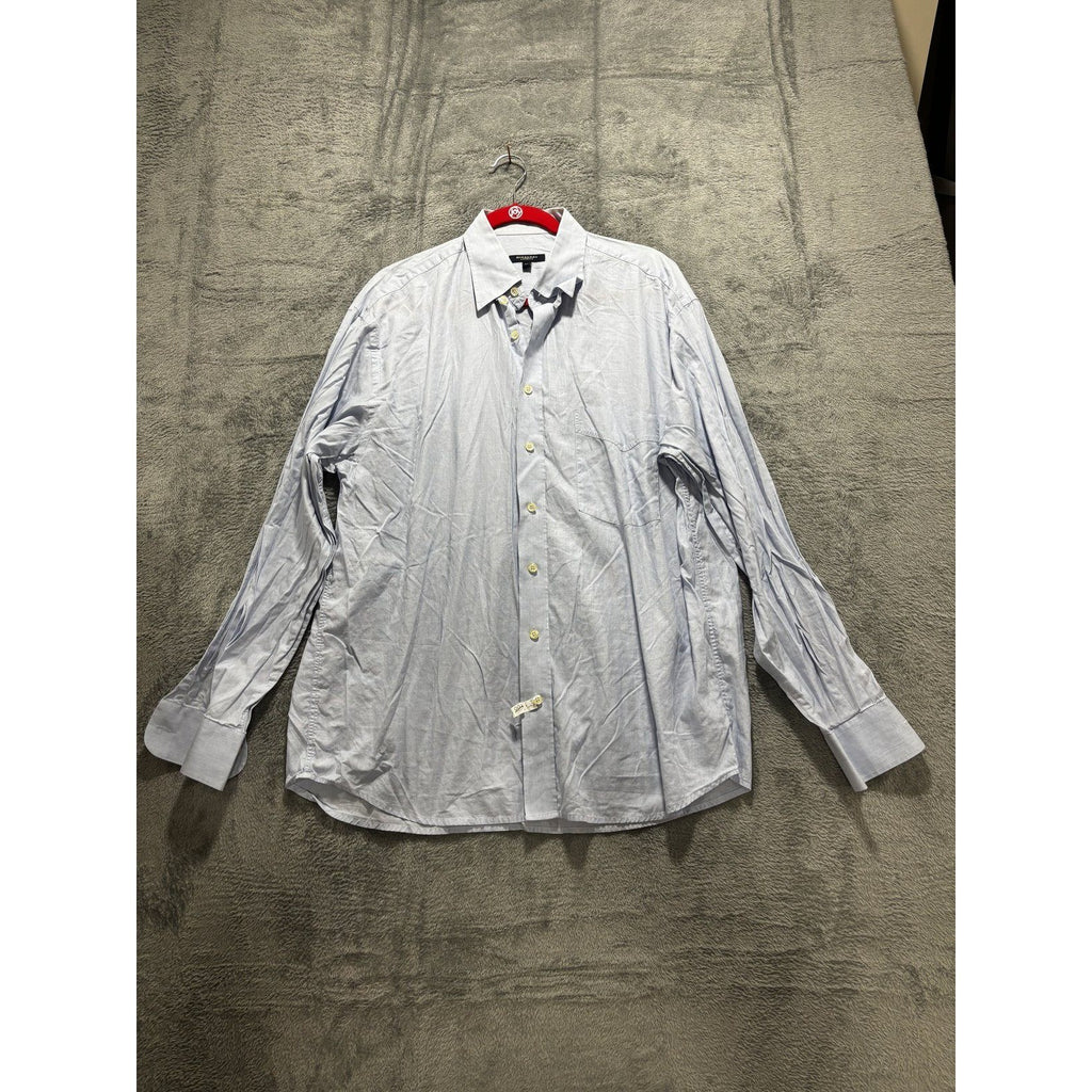 Burberry London Mens 43 Light Blue Long Sleeve Button Up Dress Shirt Classic