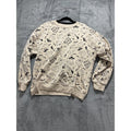 Wound Up Womens L Beige Ghost Print Crewneck Sweatshirt Halloween Cozy