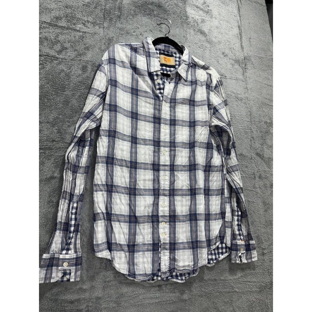 Hugo Boss Men's Navy White Plaid Shirt Size XL, photo 3 of 10