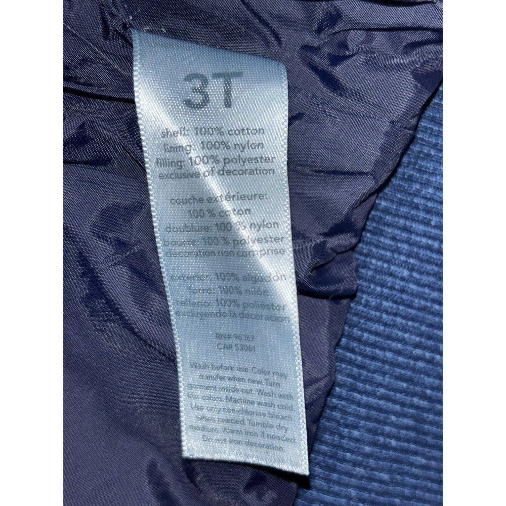 Baby B'gosh Toddler 3T Quilted Denim Bomber Jacket Blue Zip Front