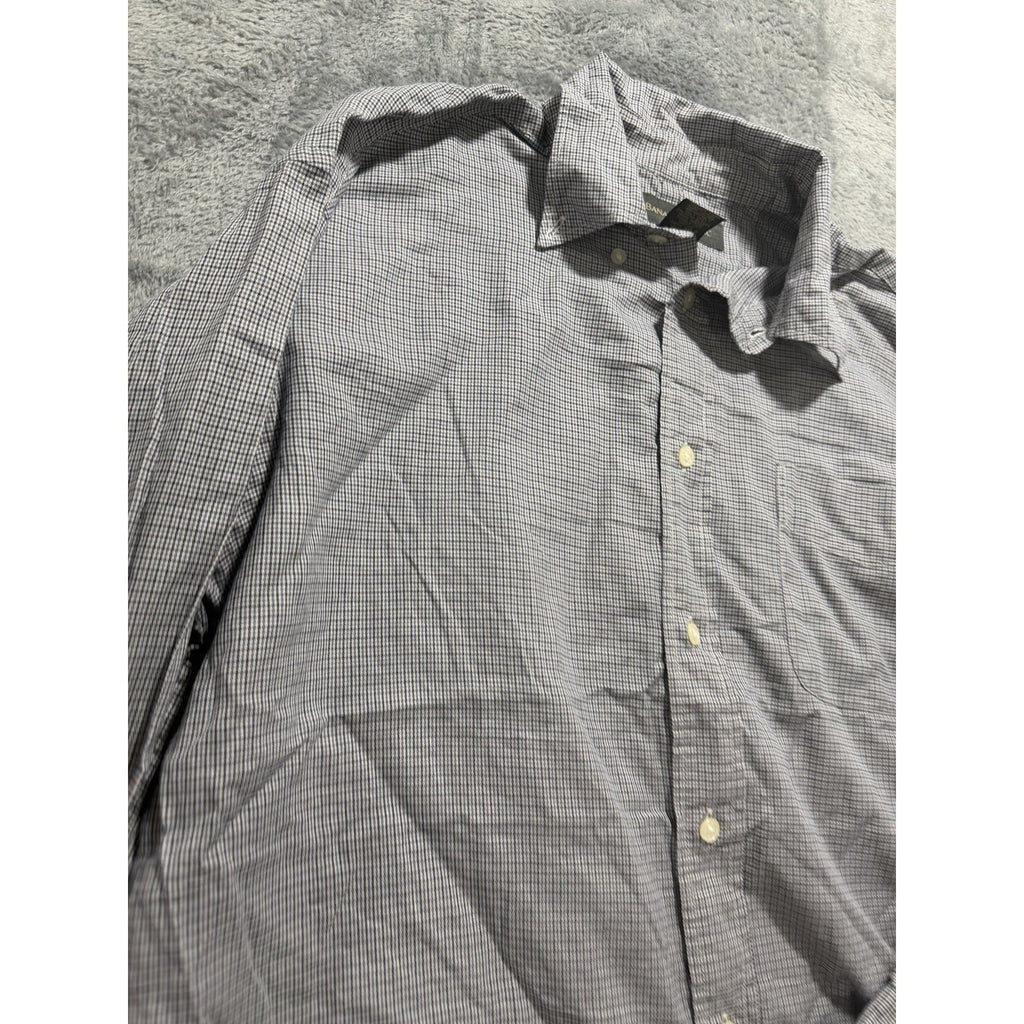 Banana Republic Mens M Gray Navy Micro Check Button Up Shirt Casual