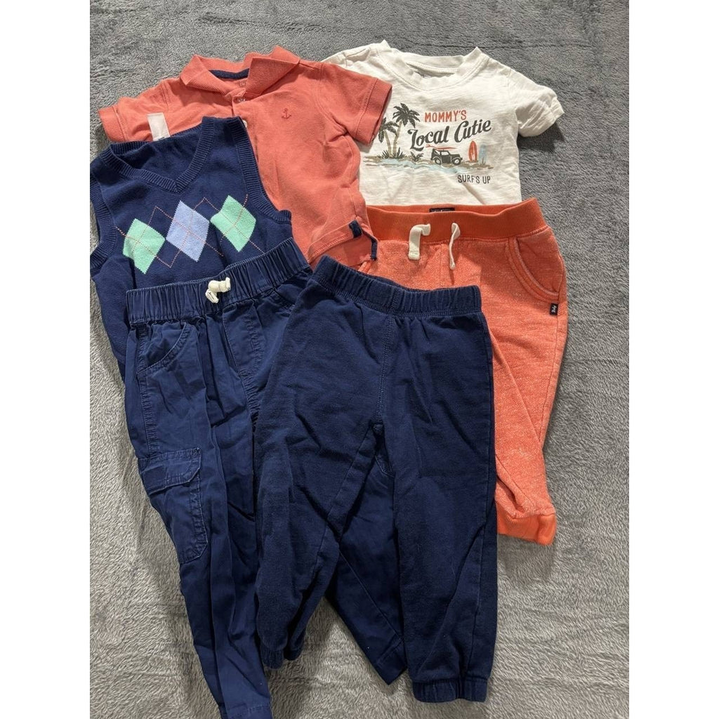 Carter's & B'gosh Baby Boy Navy Coral Lot 6 Pc 18M