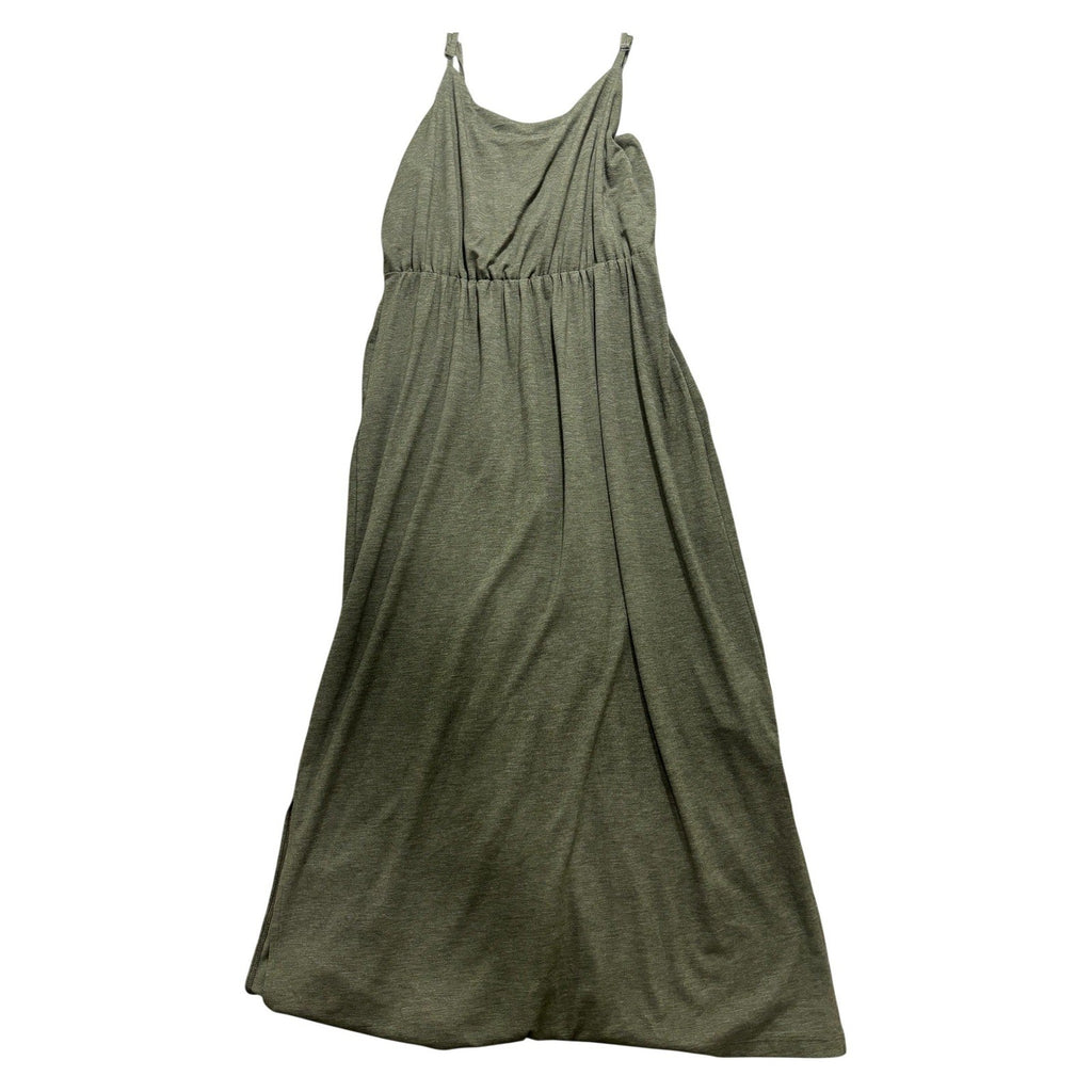 Old Navy M Olive Green Womens Cami Maxi Dress Boho Casual Sleeveless Side Slits