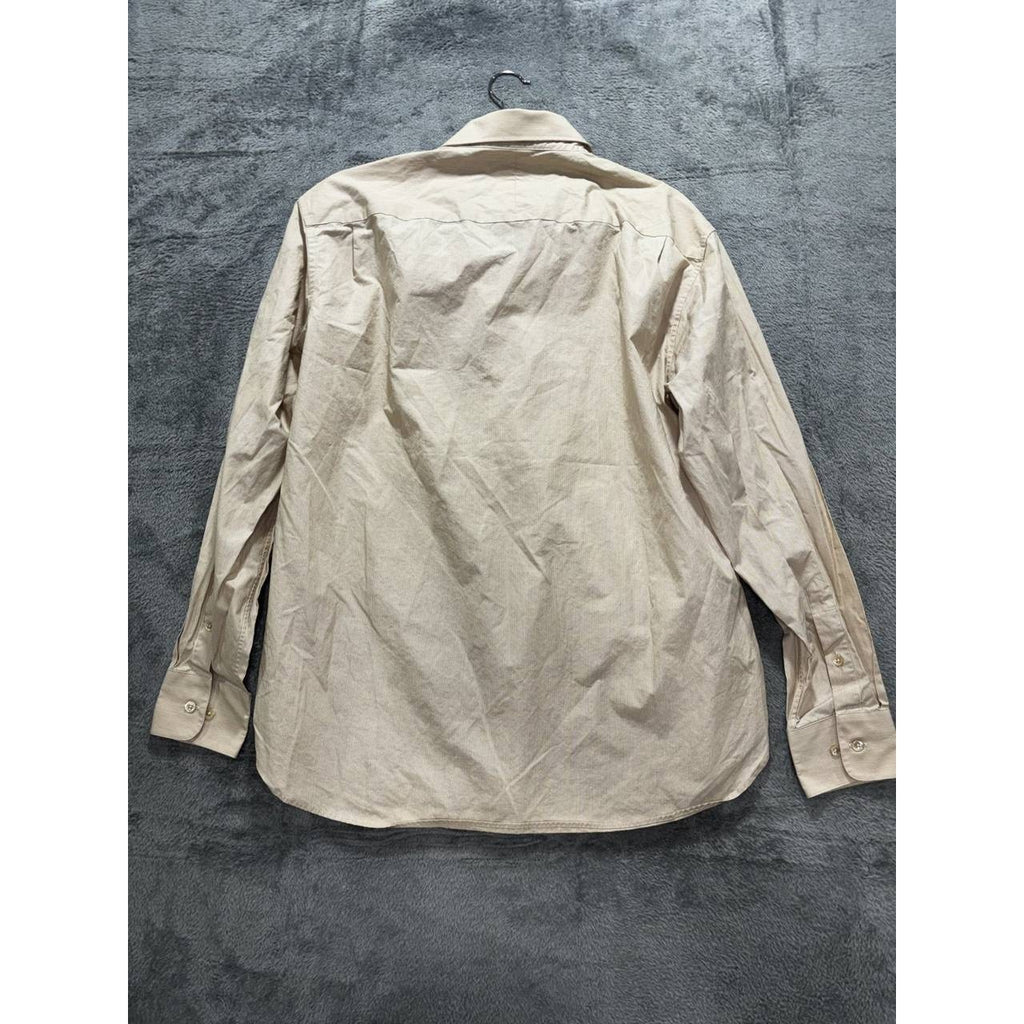 John Varvatos Men's Tan Striped Dress Shirt 17 Long, photo 6 of 9