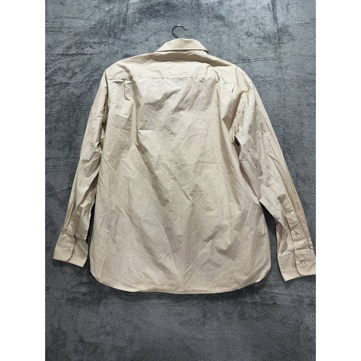 John Varvatos Men's Tan Striped Dress Shirt 17 Long, photo 6 of 9