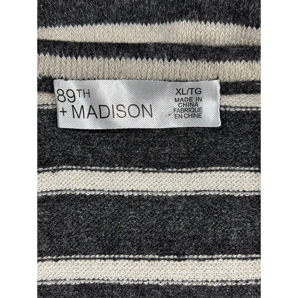 89th + Madison XL Black White Striped Long Sleeve Womens Top Casual Preppy