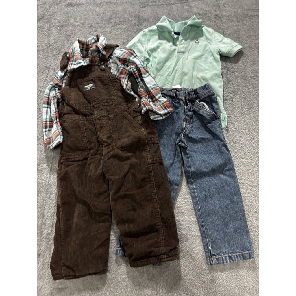 OshKosh Toddler Boy Overalls Shirt Lot 4 Pc 24M-2T
