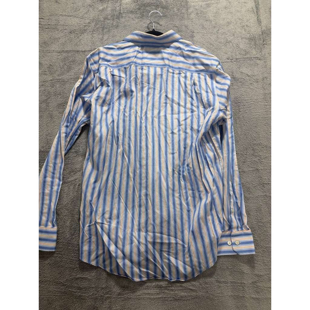 Banana Republic Mens L 16-16½ Blue Striped Non Iron Dress Shirt Classic Fit