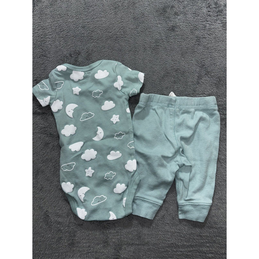 Carter's Baby Boy 3M 6 Piece Bundle Hoodie Sleeper Bodysuits Pants Blue Gray