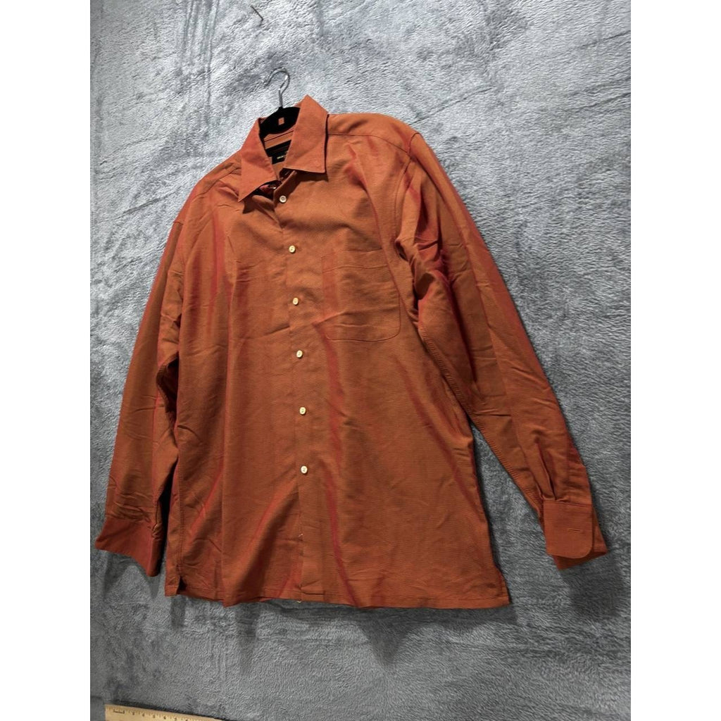 Bugatchi Men's Rust Orange Dress Shirt Size L, photo 2 of 10