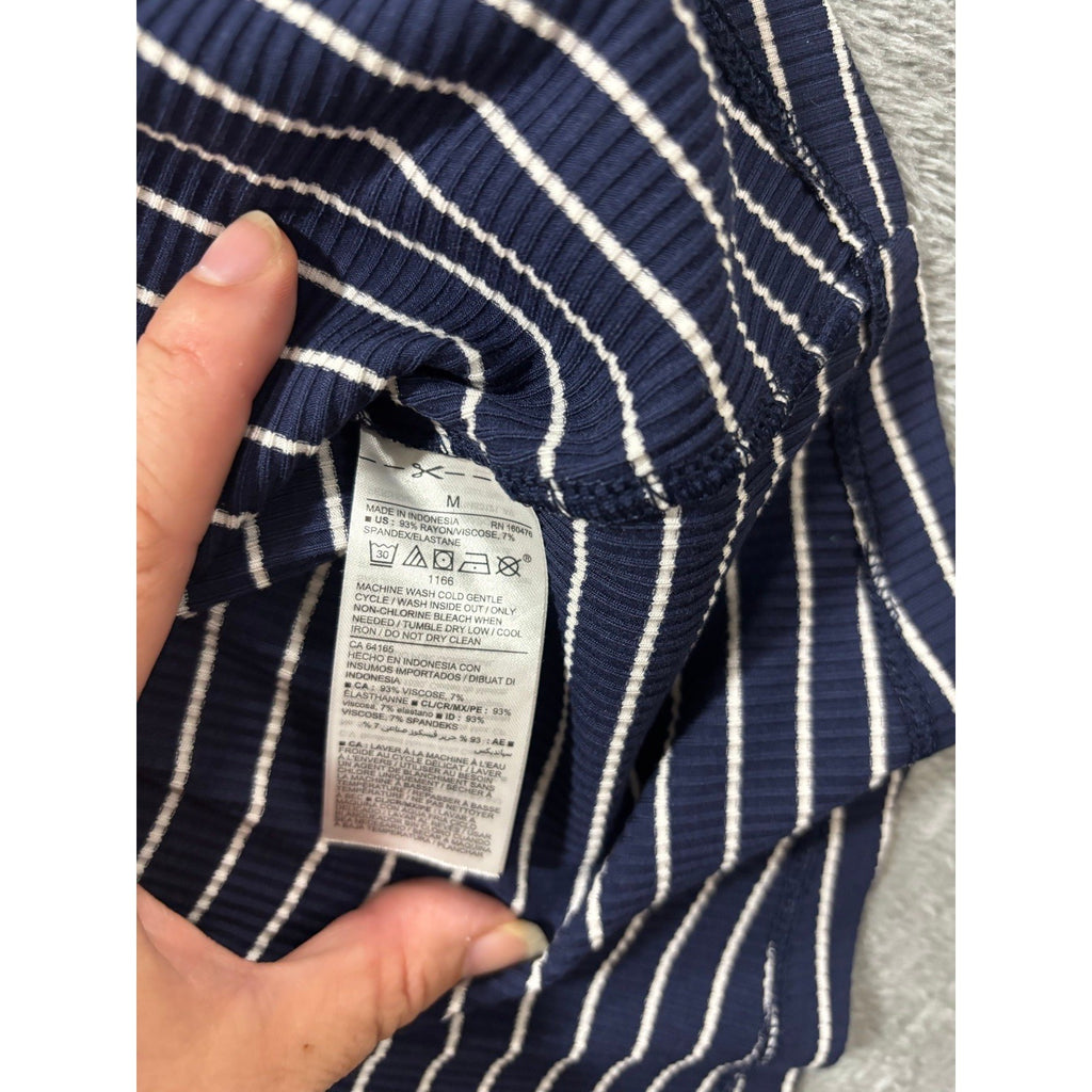 Old Navy M Womens Navy Blue White Striped Halter Dress Athleisure Preppy Mini