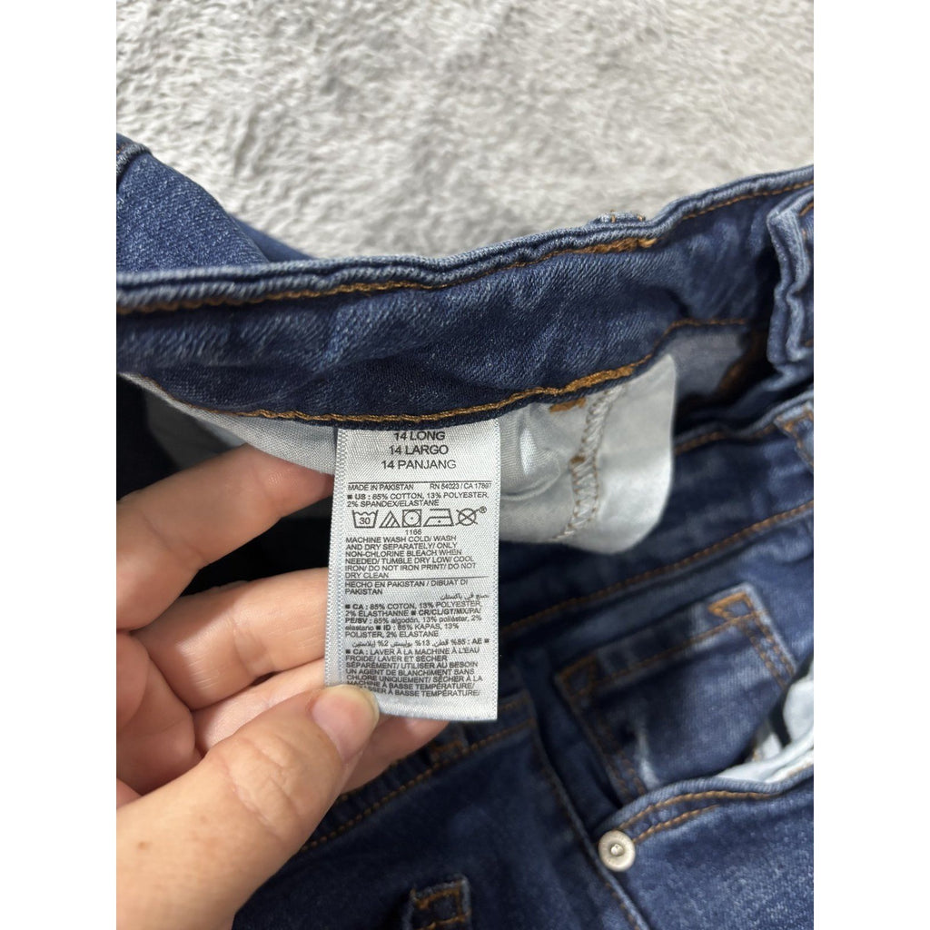 Old Navy Rockstar Womens 14 Long Dark Wash Super Skinny Jeans Distressed