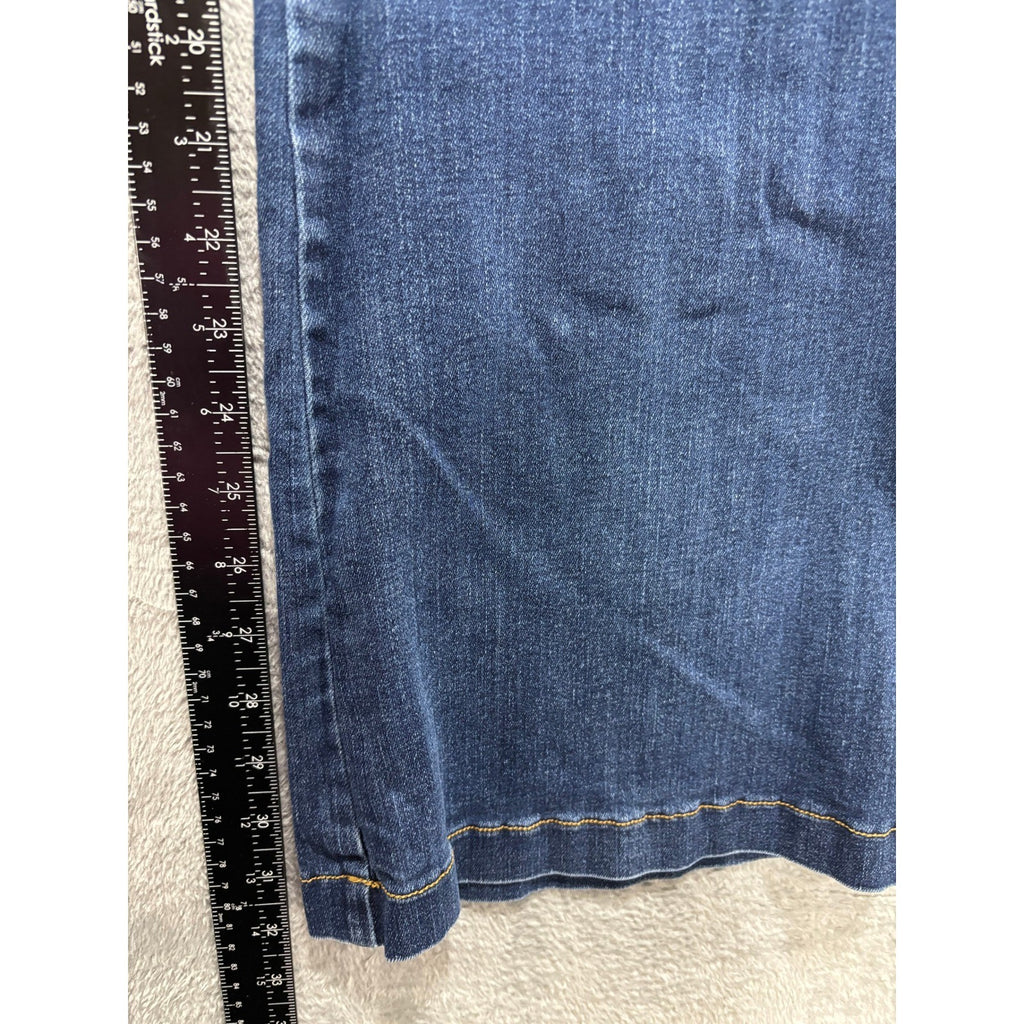 Spanx Womens 1X Blue Denim Flare Leg Trouser Jeans High Rise Boho Vintage Casual